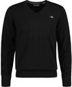 Sweater GANT "Strickpullover CLASSIC COTTON V-NECK", Herren, Gr. 4XL, schwarz,