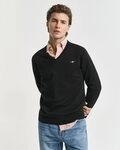 Gant V-Ausschnitt-Pullover Classic Cotton V-Neck Premium Strickjersey aus weicher