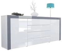 Vladon Sideboard La Paz V1 (Kommode, mit 2 T&uuml;ren und 4 Schubladen), Wei&szlig;...