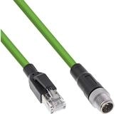 Inline Industrie Netzwerkkabel, M12 8pol X-kodiert St. zu RJ45 St., Cat.6A 2m