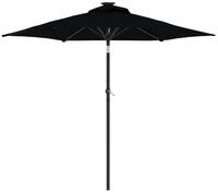 vidaXL Sonnenschirm Sonnenschirm mit LED und Stahlmast Schwarz 225x225x212 cm