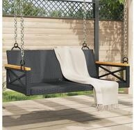 vidaXL Hollywoodschaukel, H&auml;ngebank Schwarz 109x62x40 cm Poly Rattan
