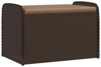 vidaXL Gartenbank, Sitzbank mit Stauraum & Kissen Braun 80x51x52 cm Poly Rattan
