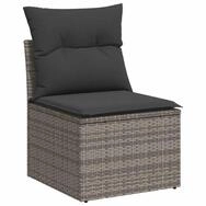 vidaXL Loungesofa Gartensofa ohne Armlehnen mit Kissen Grau Poly Rattan, 1 Teile