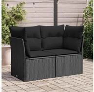 vidaXL Gartenlounge-Set vidaXL Gartensofa mit Kissen 2-Sitzer Schwarz Poly...
