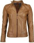 Lederjacke MUSTANG "Lederjacke Blanca", Damen, Gr. XS, braun (cognac), Obermaterial:
