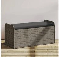 vidaXL Truhenbank vidaXL Sitzbank mit Stauraum & Kissen Grau 115x51x52 cm Poly...