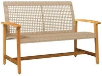vidaXL Sofaelement Gartenbank Beige 112 cm Poly Rattan und nholz (1 St)