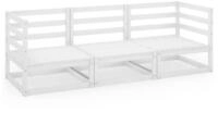 vidaXL Sofa, Outdoor-Sofa 3-Sitzer Wei&szlig; Massivholz Kiefer