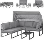SVITA Gartenlounge-Set MAUI, (4-tlg), Outdoor-M&ouml;belset mit Dach, Stahlgestell, Grau
