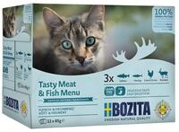 Bozita Fisch & Fleisch H&auml;ppchen in Sauce Multibox 12 x 85 g, Nassfutter f&uuml;r:...
