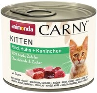 Animonda Carny Kitten mit Rind, Huhn + Kaninchen 200 g - 12 St&uuml;ck, Nassfutter...