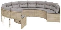 vidaXL Loungesofa Gartensofa mit Kissen Rund Beige Poly-Rattan, 1 Teile