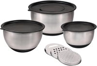 KESPER&reg; Sch&uuml;ssel Edelstahl-Sch&uuml;ssel Set, 3 Sch&uuml;sseln mit Deckel und Reiben,