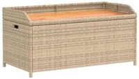 vidaXL Gartenbank, Bank mit Stauraum Beige 100x50x52 cm Poly Rattan Akazienholz