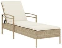 vidaXL Gartenliege Sonnenliege mit Auflage Beige 63x200x81 cm Poly Rattan, 1 St.