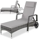 tectake Gartenliege Rattan Sonnenliege, abnehmbares Kopfkissen, 200 x 70 x 33...
