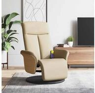 vidaXL Massagesessel, Massagesessel mit Fu&szlig;teil Creme Stoff