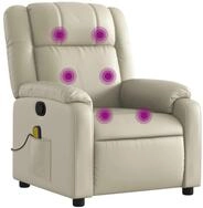 vidaXL Massagesessel, Relaxsessel Creme Kunstleder