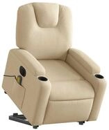 vidaXL Sessel Elektrischer Massagesessel mit Aufstehhilfe Creme Stoff (1-St)