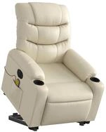 vidaXL Sessel Massagesessel mit Aufstehhilfe Elektrisch Creme Kunstleder (1-St)