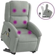vidaXL Massagesessel, Relaxsessel mit Aufstehhilfe Hellgrau Samt