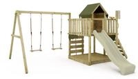 FATMOOSE Kletterger&uuml;st JazzyJungle Jam XXL mit Schaukel &ndash; Spielturm mit Rutsche,
