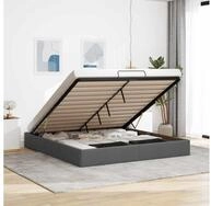 vidaXL Bett, Ottoman-Bett ohne Matratze Dunkelgrau 180x200 cm Stoff