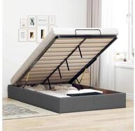 vidaXL Bett, Ottoman-Bett ohne Matratze Dunkelgrau 120x190 cm Stoff