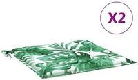 vidaXL Sitzauflage Sitzkissen 2 Stk. Blattmuster 50x50x3 cm Stoff, (2 St)