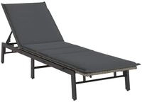 vidaXL Gartenliege Sonnenliege mit Auflage Grau Poly Rattan, 1 St.