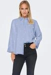 Hemdbluse ONLY "ONLNEW LINA GRACE LS EMB SHIRT NOOS WVN", Damen, Gr. S, blau
