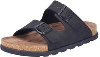 Pantolette RIEKER, Herren, Gr. 40, schwarz, Nubukleder, unifarben, Schuhe Pantolette,