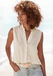 Blusentop LASCANA, Damen, Gr. 38, beige (natur), Web, Obermaterial: 58% Viskose, 28%