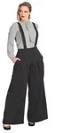 Banned Marlene-Hose Palazzo Diamond Schwarz Vintage Trouser abnehmbare Hosentr&auml;ger