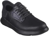 Slip-On Sneaker SKECHERS "GARZA", Herren, Gr. 44, schwarz, Leder, Schuhe Slip-On