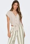 Kurzarmbluse ONLY "ONLSIESTA SS KNOT LIN BL SHIRT PNT NOOS", Damen, Gr. M, gelb