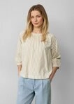 s.Oliver Kurzarmbluse Bluse Streifenbluse mit Raffung und Schleife