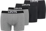 Boxershorts LEVI'S "Men Solid Logo Boxer 4er Pack", Herren, Gr. S (4), grau (grau,