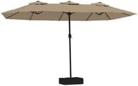 vidaXL Sonnenschirm Doppel-Sonnenschirm mit LED-Leuchten Taupe 449x265 cm