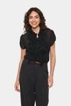 Chiffonbluse SAINT TROPEZ "LiljaSZ SS Shirt", Damen, Gr. L, schwarz, Chiffon,