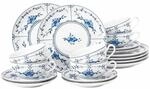 Geschirr-Set SELTMANN WEIDEN "Teeservice Amina Strohblume 6er Set wei&szlig;-blau", bunt
