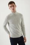 Troyer SELECTED "SLHDANE LS KNIT STRUCTURE HALF ZIP NOOS", Herren, Gr. L, grau...