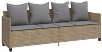 vidaXL Gartenliege Sonnenliege mit Kissen Beige Poly Rattan, 1 St.