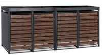 Zelsius M&uuml;lltonnenbox 4er mit Pflanzdach, Anthrazit RAL 7016, T&uuml;r in...
