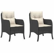 vidaXL Gartenstuhl Gartenst&uuml;hle mit Kissen 2 Stk. Schwarz Poly Rattan (2 St)