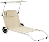 en.casa Gartenliege, &raquo;Lazkano&laquo; Sonnenliege mit Rollen Aluminium 150x62cm Beige