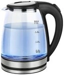 Cheffinger Wasserkocher Glas Edelstahl Wasserkocher 2000W mit LED-Beleuchtung