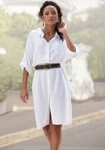 LASCANA Longbluse aus leichter Webware mit Leinenanteil, luftiges Blusenkleid
