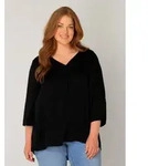 Base Level Curvy Shirtbluse Yanina mit V-Ausschnitt schwarz 44 EU
